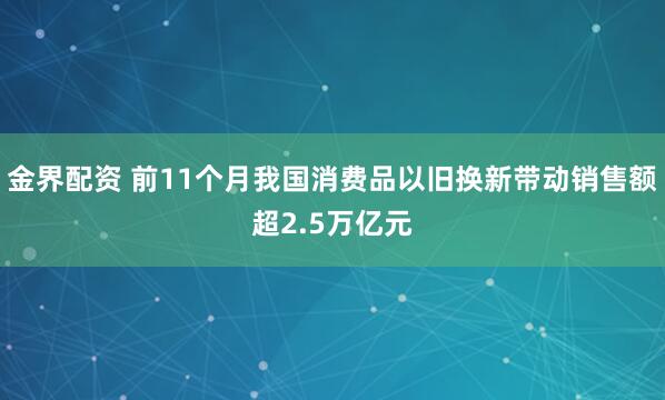 金界配资 前11个月我国消费品以旧换新带动销售额超2.5万亿元